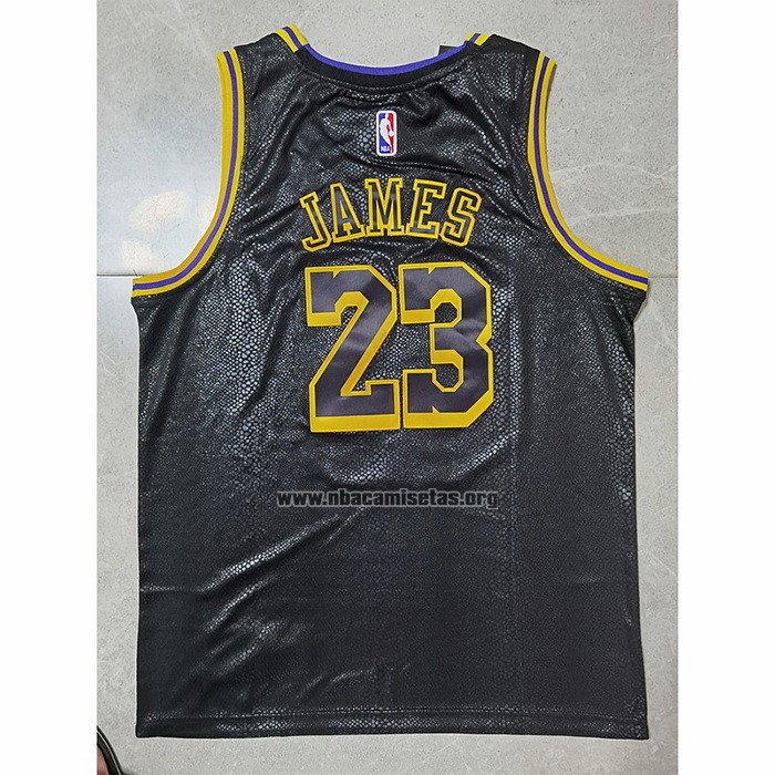 Camiseta Los Angeles Lakers LeBron James NO 23 Crenshaw Black Mamba Negro